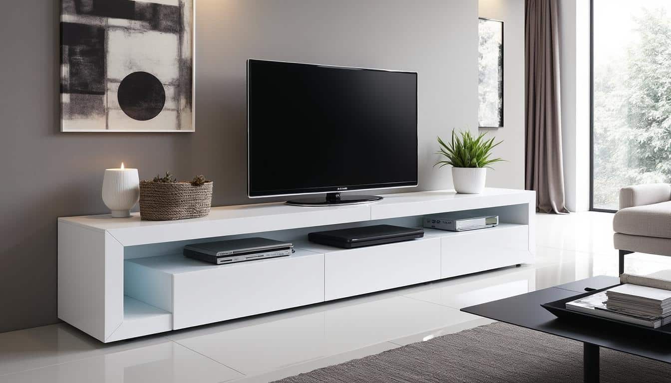 découvrez pourquoi le meuble tv à led blanc laqué horizon est le choix idéal pour sublimer votre intérieur : design moderne, éclairage élégant et rangement pratique, il transforme votre salon en un espace tendance et fonctionnel.